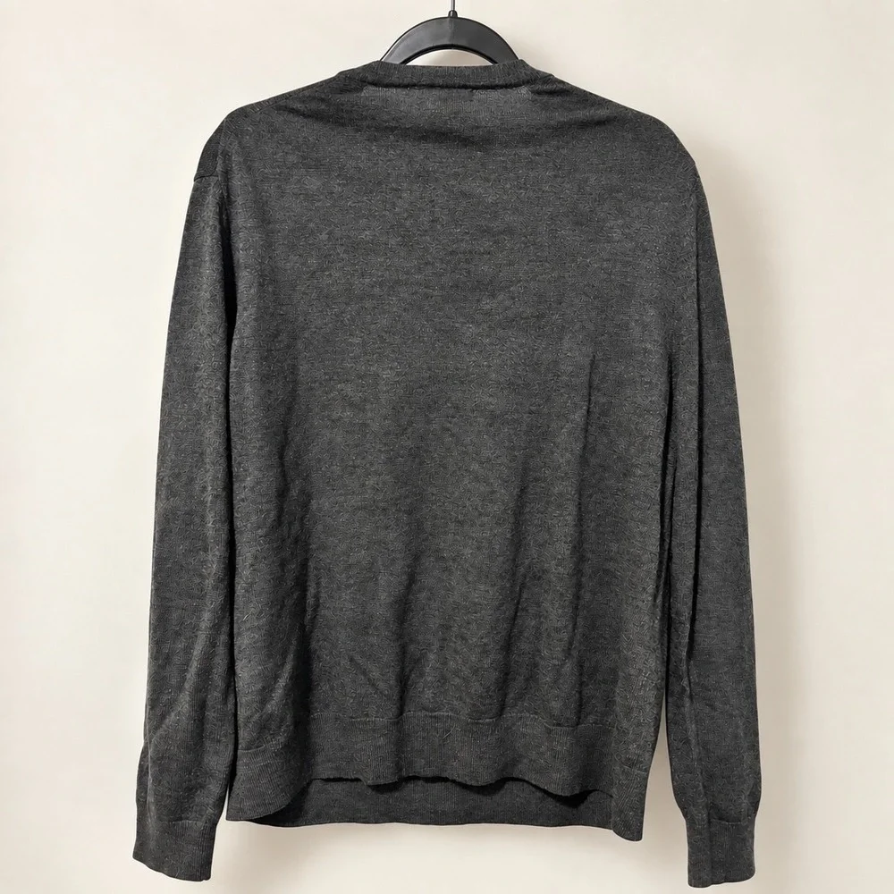 Banana Republic Mens XL 100% Merino Wool Argyle V-Neck Sweater Gray Charcoal